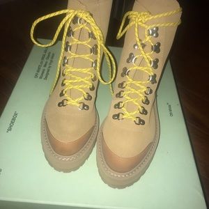 Off-white suede combat boots - size 37